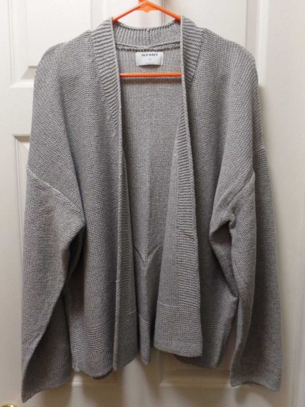 *EUC* Old Navy XL Tall 18 20 Knit Open Cardigan Medium Heather Gray Grandma Look